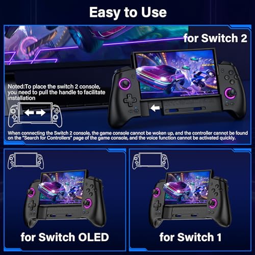 Fegliea Switch Controller for Nintendo Switch/OLED/Switch 2, Switch Controllers with 16 LED Light Color, Hall Effect One-Piece Joypad Switch Pro Controller, Switch Controller with Turbo & Dual Motor Vibration - Image 5