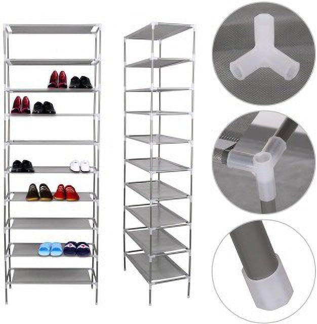 Jaffix Shoe Rack Stand for Home Multipurpose Storage Organizer Lightweight with Iron Pipes Dust Proof Cover Cotton Printed Shoe Rack Organizer Stand Black 9 Layer - Image 3