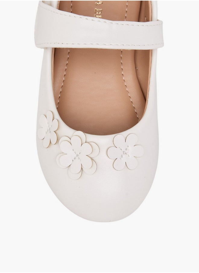 Flora Bella By Shoexpress Girls Floral Applique Ballerina Shoes with Hook and Loop Closure  - Image 4