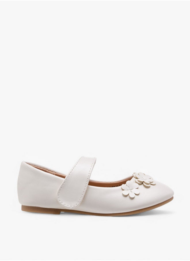 Flora Bella By Shoexpress Girls Floral Applique Ballerina Shoes with Hook and Loop Closure  - Image 3
