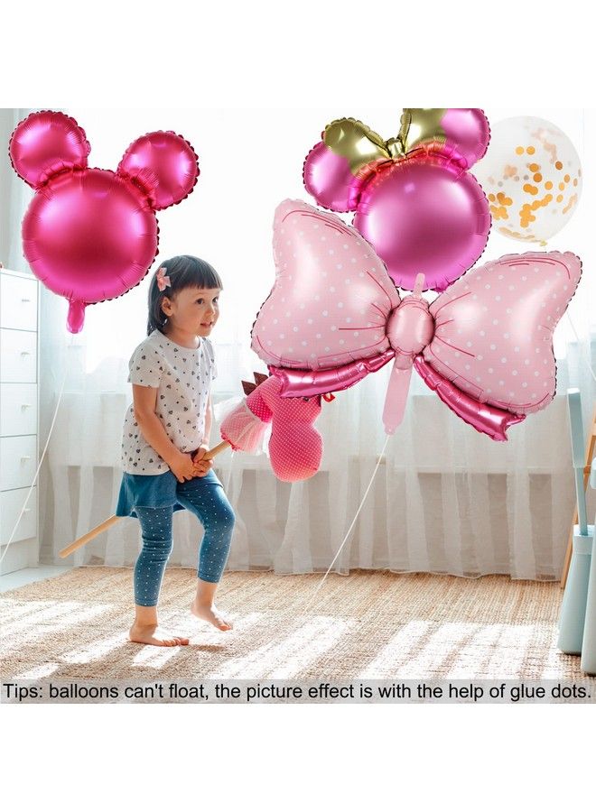 MIKIMIQI 8 Pcs Mouse Head Birthday Balloons 24 Mouse Aluminum Foil Balloon Pink Bow Sequins Balloons For Birthday Party Decorations Supplies Jumbo Mouse Head Balloons Party Favors - Image 4
