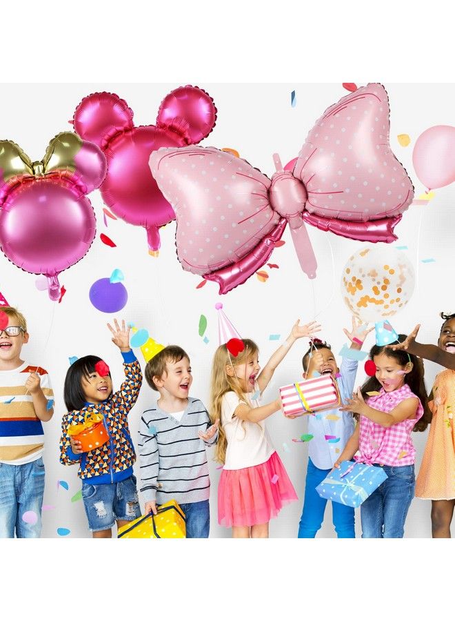 MIKIMIQI 8 Pcs Mouse Head Birthday Balloons 24 Mouse Aluminum Foil Balloon Pink Bow Sequins Balloons For Birthday Party Decorations Supplies Jumbo Mouse Head Balloons Party Favors - Image 5