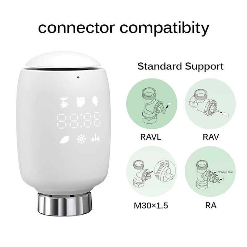 Intelligent Radiator Valves: White Tuya ZigBee3.0 - Hands-free Voice Control Remote Temperature Controller for Home Living Room Bedroom Office Hotel - Image 4