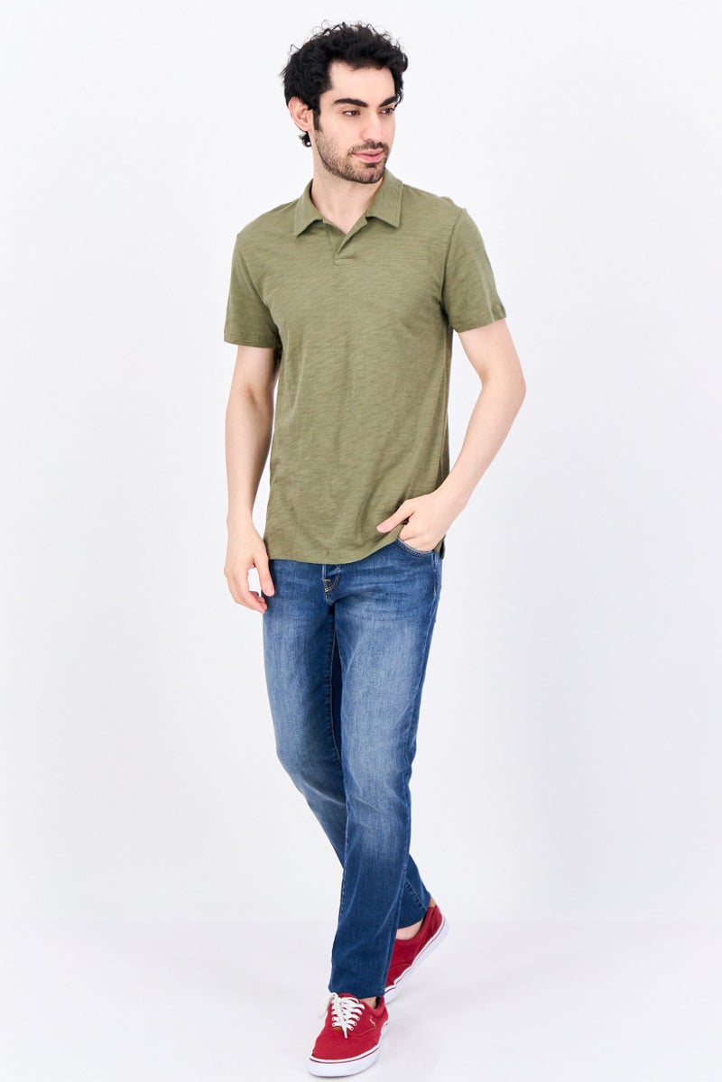 GAP تي شيرت بولو للرجال بقصة عادية بأكمام قصيرة، زيتوني - Image 3