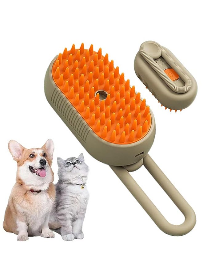 Neostyle 3 in 1 Cat Steam Brush, One Button Spray Pet Hair Removal Tool, 360 ° Rotary Handle, Dog Hair Brush to Remove Tangles and Eliminate Flying Hairs(khaki)  - Image 1