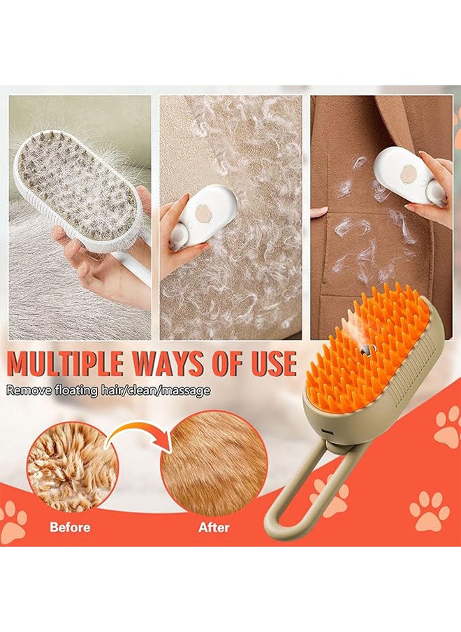 Neostyle 3 in 1 Cat Steam Brush, One Button Spray Pet Hair Removal Tool, 360 ° Rotary Handle, Dog Hair Brush to Remove Tangles and Eliminate Flying Hairs(khaki)  - Image 3