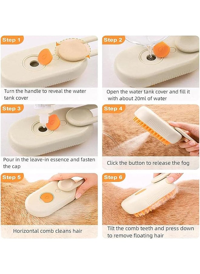 Neostyle 3 in 1 Cat Steam Brush, One Button Spray Pet Hair Removal Tool, 360 ° Rotary Handle, Dog Hair Brush to Remove Tangles and Eliminate Flying Hairs(khaki)  - Image 4