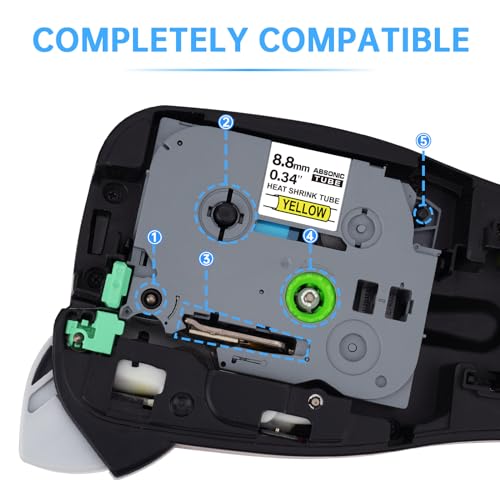 Absonic 3-Pack Compatible Hse Label Tape Replacement for Hse-621 Hse621 HS621 Heat Shrink Tube 8.8mm 3/8" Black on Yellow Tape for PT-E300 PT-H300 PT-E500 PTE550W PT-P750WVP PTE800W - Image 4