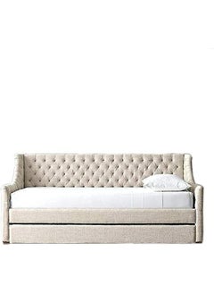 R2R FURNITURE Devyn Tufted Daybed With Trundle Light Beige : 90X200 By R2R Furniture (Mattress Not Included) 