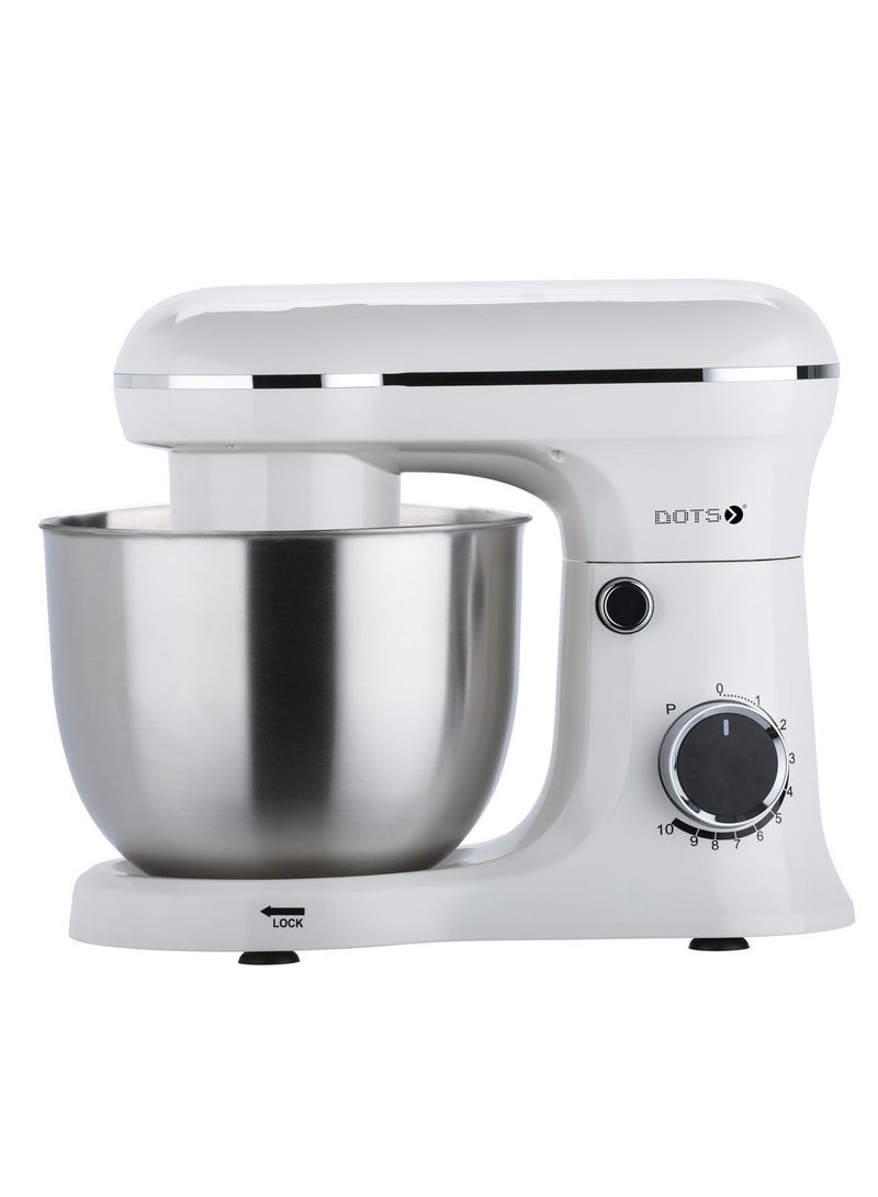 DOTS Electric Mixer, DOTS 800W, 5 liter stainless steel bowl, 10 speed settings, elegant design for versatile baking, mixing and kneading, perfect for baking - FMS106P52 - White - Image 4