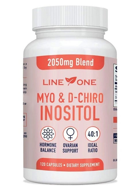 Myo & D-Chiro Inositol 2050 mg، دعم الخصوبة ومتلازمة تكيس المبايض، توازن الهرمونات، مكمل غذائي 120 كبسولة