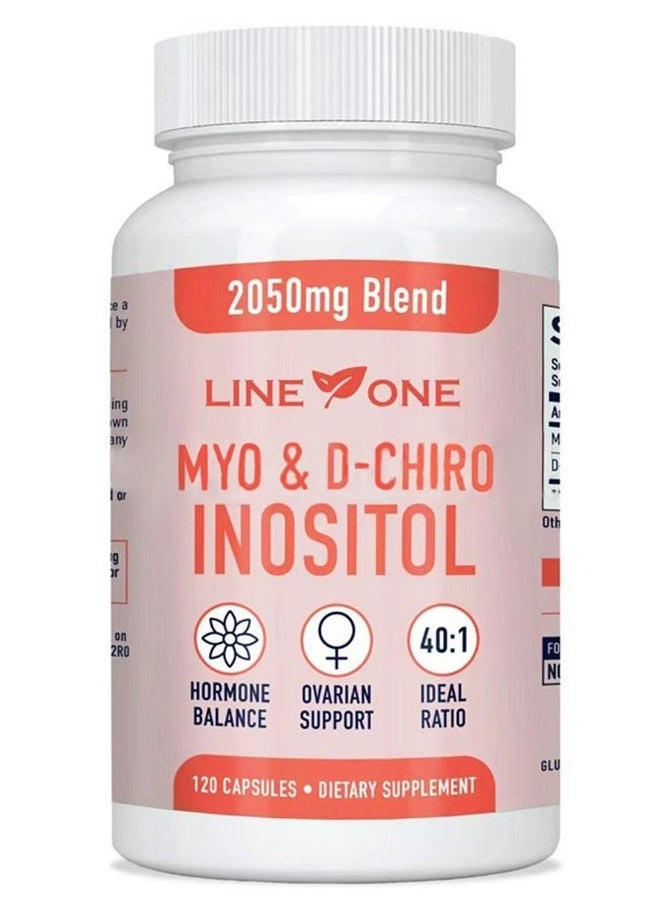 السطر الأول Myo & D-Chiro Inositol 2050 mg، دعم الخصوبة ومتلازمة تكيس المبايض، توازن الهرمونات، مكمل غذائي 120 كبسولة  - Image 1