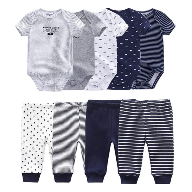 Kiddiezoom Baby Layette Set Baby Boys 9Piece Bodysuits Pants Set Toddler Girl Boy Unisex Baby Gift Sets - Image 2