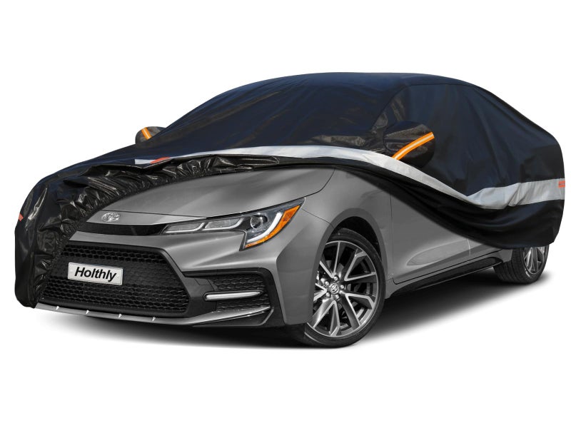 Holthly 10 Layers Sedan Car Cover Waterproof All Weather for Automobiles100 Waterproof Outdoor Car Covers Rain Snow UV Protection Custom Fit for Honda Civic Toyota Corolla Hyundai Elantraetc