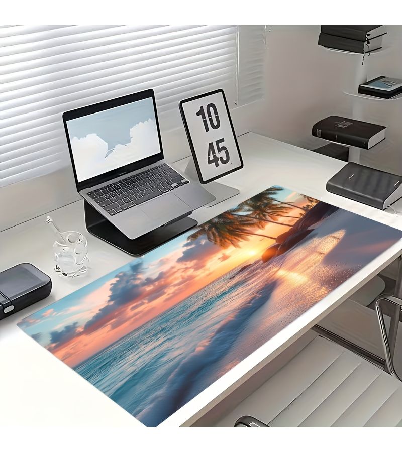 Large Size Coconut Tree Beach Sunset Dreamy Gradient Exquisite Scenery Gaming Mouse Pad 50x100cm Ideal Perfect Gift For Gamers Ultra Long Desk Mat Fashionable Desktop Decoration Non Slip Washable Rubber Base Gaming Accessory - Image 5