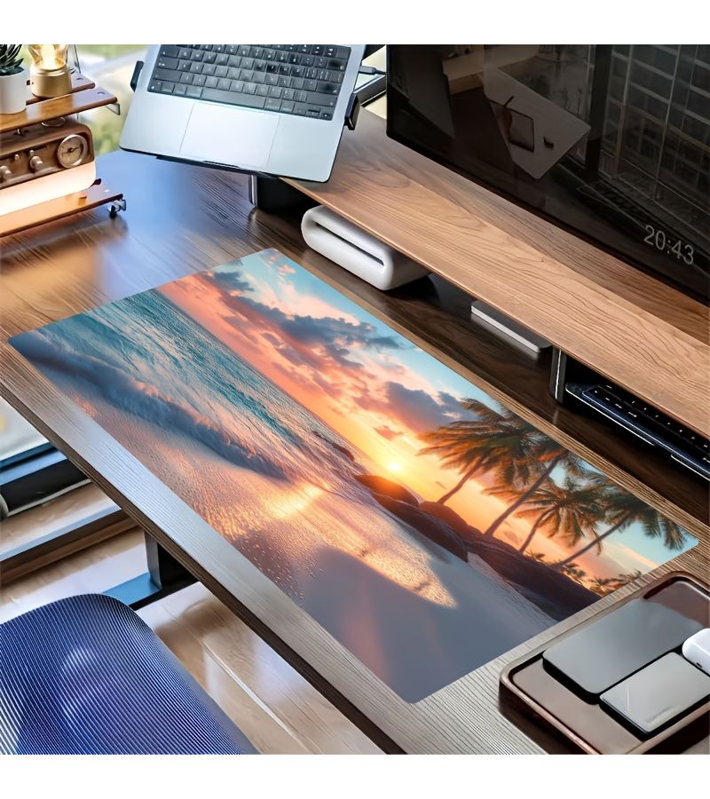 Large Size Coconut Tree Beach Sunset Dreamy Gradient Exquisite Scenery Gaming Mouse Pad 50x100cm Ideal Perfect Gift For Gamers Ultra Long Desk Mat Fashionable Desktop Decoration Non Slip Washable Rubber Base Gaming Accessory - Image 4