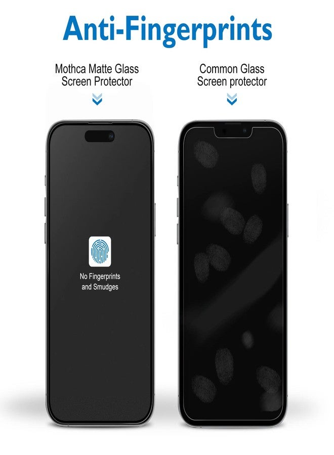 Mothca حماية شاشة زجاجية غير لامعة من موثكا لجهاز آيفون 14 برو ماكس، مضادة للتوهج ومضادة لبصمات الأصابع، زجاج مقسى، فيلم شفاف، متوافق مع كامل الشاشة، خالي من الفقاعات لجهاز آيفون 14 برو ماكس 6.7 بوصة 2022، ناعم كالحرير - Image 5