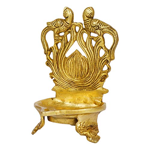 Artvarko Brass Double Peacock Table Diya Deepak for Home Mandir Temple Decorative (LxBxH 4x4x6 Inches) - Image 3