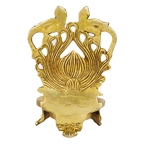 Artvarko Brass Double Peacock Table Diya Deepak for Home Mandir Temple Decorative (LxBxH 4x4x6 Inches) - Image 4