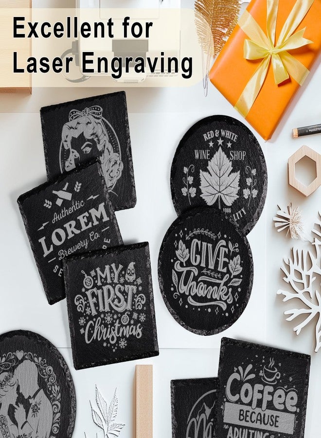 MAPRIAL 36 PCS Glossy Black Slate Coasters for Laser Engraving, MAPRIAL 2026 Upgrade 4 Inch 18 PCS Square, 18P Round Stone Drinks Coaster Bulk, Laser Blanks Material for Engraver, DIY, Gifts, Wedding - Image 4