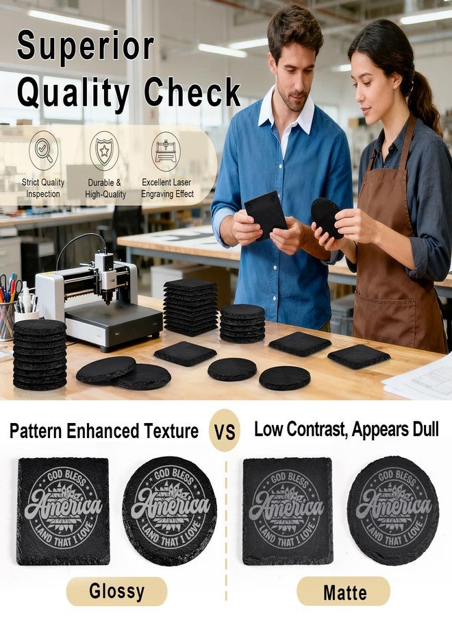 MAPRIAL 36 PCS Glossy Black Slate Coasters for Laser Engraving, MAPRIAL 2026 Upgrade 4 Inch 18 PCS Square, 18P Round Stone Drinks Coaster Bulk, Laser Blanks Material for Engraver, DIY, Gifts, Wedding - Image 3