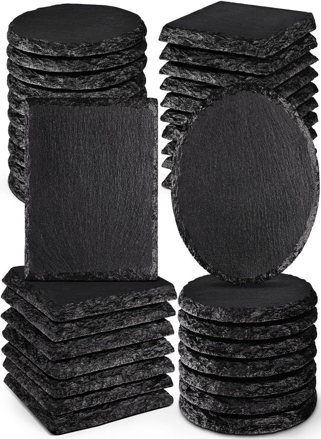 MAPRIAL 36 PCS Glossy Black Slate Coasters for Laser Engraving, MAPRIAL 2026 Upgrade 4 Inch 18 PCS Square, 18P Round Stone Drinks Coaster Bulk, Laser Blanks Material for Engraver, DIY, Gifts, Wedding - Image 1