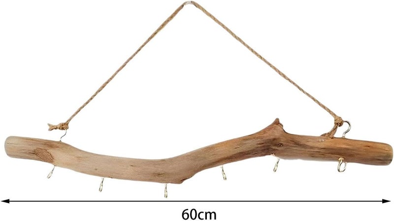 HouseVibe Nordic Handmade Wood Wall Hooks Organizer for Entryway Bathroom Purses Towels Keys 6 Hooks 17.72inch - Image 5