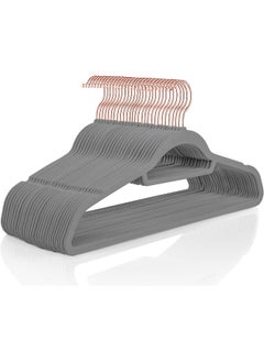 Red Dot Gift Red Dot Gift® 50-Pack Grey Non-Slip Velvet Hangers 42cm/16.8In - With 360 Degree Rotatable Hook - Durable & Slim - Non Slip Hangers for Coat Hangers - Pant Hangers  - Image 1