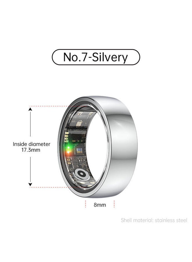 R1000 Stainless Steel Smart Ring Waterproof Pressure Sleep Heart Rate Step Number Monitoring Multiple Exercise Modes-Color:No. 7 Silver - Image 1