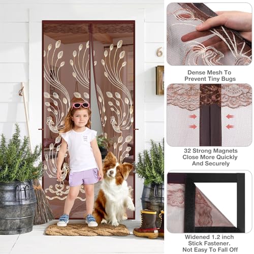 KPX Mesh Magnetic Screen Door, Sliding Door Screen Magnet Closure Curtain for Front Back Patio Balcony, Hands Free Screen Partition, Bug Free Heavy Duty (37.5 * 83 Inch) - Image 4