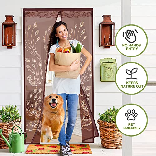 KPX Mesh Magnetic Screen Door, Sliding Door Screen Magnet Closure Curtain for Front Back Patio Balcony, Hands Free Screen Partition, Bug Free Heavy Duty (37.5 * 83 Inch) - Image 2