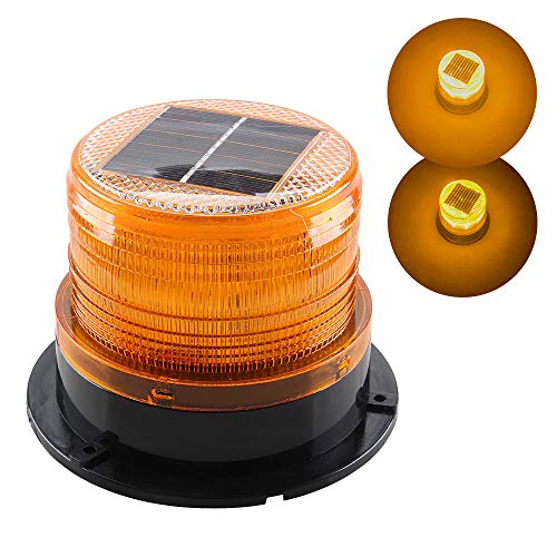 Sidaqi Solar-Energy LED Beacon Strobe Light 12V Amber with Magnetic Base Emergency Warning Flashing Caution Lights for Forklift Construction Vehicles Truck - Image 1