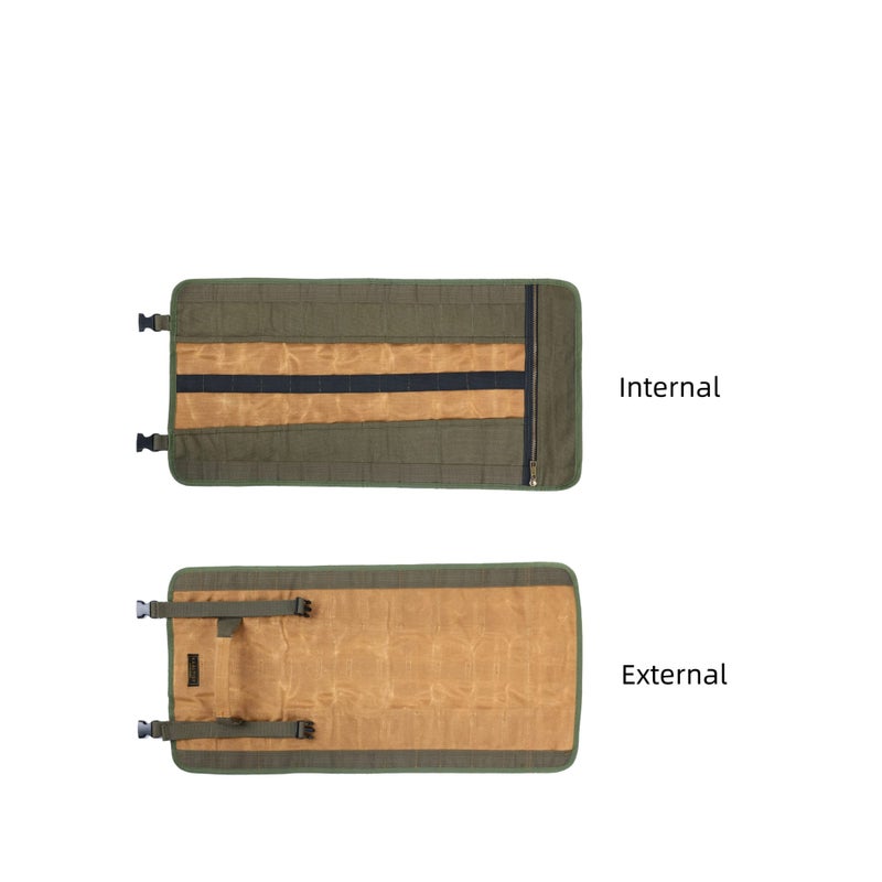 SOLARAE حقيبة أدوات قابلة لللف، حقيبة أدوات من قماش مشمع 16 أونصة مع مقبض و 23 جيب و 2 مشبك قابل للتعديل، حقيبة أدوات متعددة الاستخدامات للبراغي والمطارق والمفاتيح - Image 5
