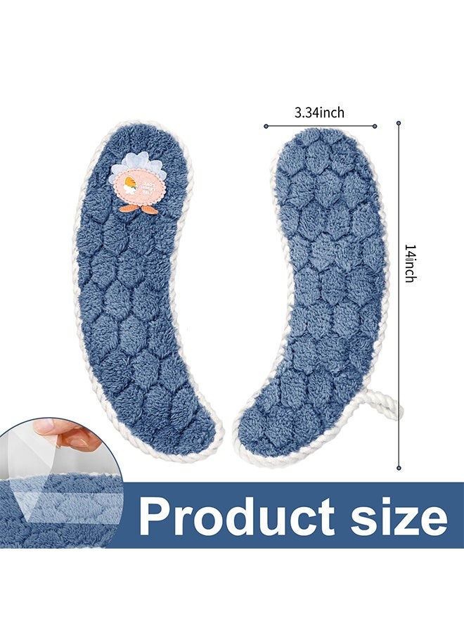 1 Pair Blue Bathroom Toilet Seat Warmer Cover with Handle, Soft Washable Reusable Toilet Seat Cushion, Warm Toilet Pad for Winter, Universal Fit - Image 2