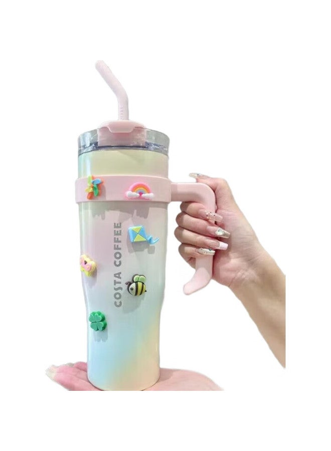 Costa Large Capacity Insulated Tumbler For Men And Women, Stylish Water Bottle, Stainless Steel Ice King Straw Cup, Gift For Girlfriend Or Wife - Image 2