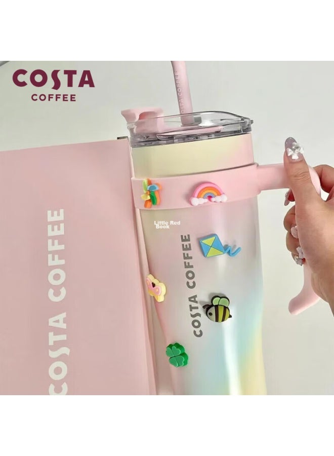 Costa Large Capacity Insulated Tumbler For Men And Women, Stylish Water Bottle, Stainless Steel Ice King Straw Cup, Gift For Girlfriend Or Wife - Image 5