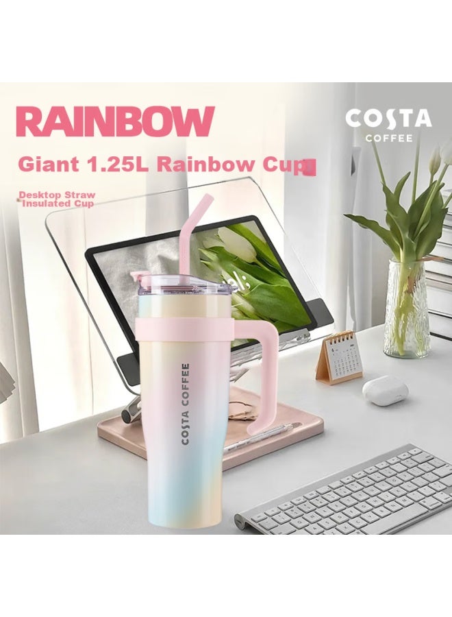 Costa Large Capacity Insulated Tumbler For Men And Women, Stylish Water Bottle, Stainless Steel Ice King Straw Cup, Gift For Girlfriend Or Wife - Image 1