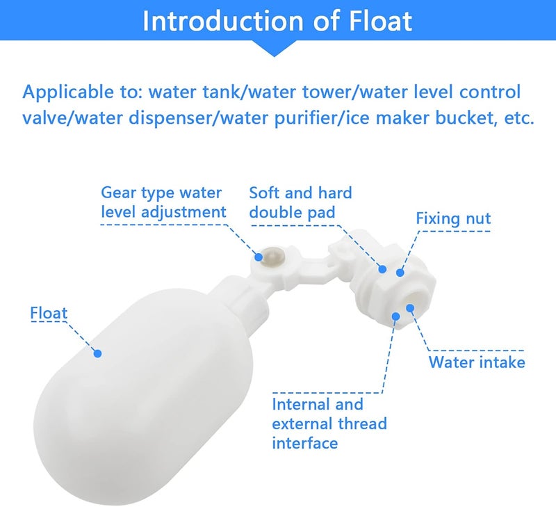 NewZoll 20 Pack Adjustable 14 Float Ball Valve Kit with PushIn Quick Connect Fittings for Water FilterPurification Tanks  - Image 4