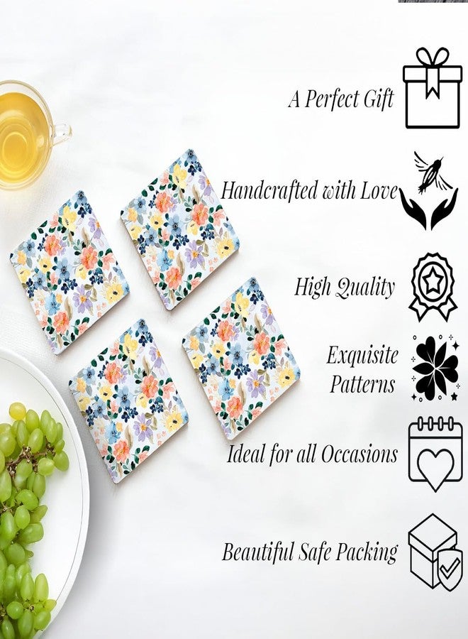 CRAFTSLANE Summer Flowers 4 Coasters with Stand | Drink Coasters | Wooden Table Coasters for Home, Kitchen, Dining Room, Entertaining. - Image 5