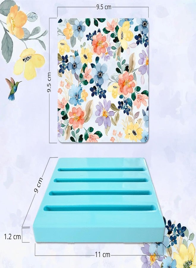 CRAFTSLANE Summer Flowers 4 Coasters with Stand | Drink Coasters | Wooden Table Coasters for Home, Kitchen, Dining Room, Entertaining. - Image 4