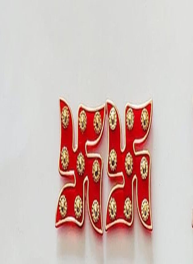 BDS Creations crylic Plastic Swastik Sticker for Door,Templee,Puja Room, Hindu Symbol, Diwali Decoration (Big Size, Set of 2, Red) - Image 2