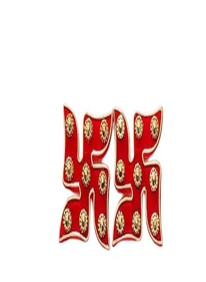 BDS Creations crylic Plastic Swastik Sticker for Door,Templee,Puja Room, Hindu Symbol, Diwali Decoration (Big Size, Set of 2, Red) - Image 1