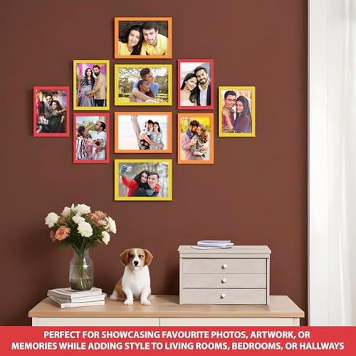 Rousrie Set of 10 Colourful Photo Frames For Wall With Acrylic Top, DIY Wall Decoration, Different Sizes - Image 2