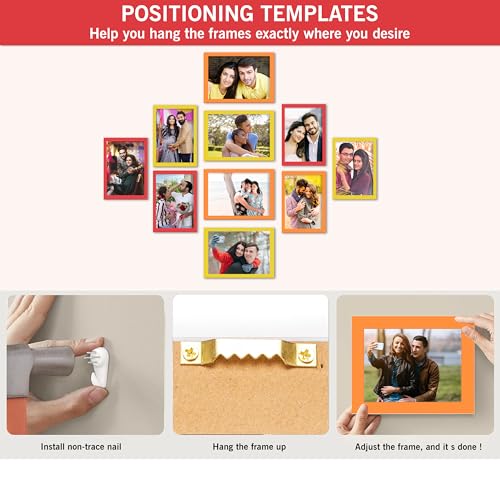 Rousrie Set of 10 Colourful Photo Frames For Wall With Acrylic Top, DIY Wall Decoration, Different Sizes - Image 5
