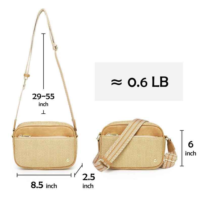 AOCINA Faux Straw Crossbody Bags for Women Summer Purse 2026 RFID Raffia Woven Bag Travel Beach Hawaiian Cruise Essentials (Weaving Khkai) - Image 5