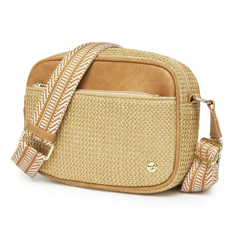 AOCINA Faux Straw Crossbody Bags for Women Summer Purse 2026 RFID Raffia Woven Bag Travel Beach Hawaiian Cruise Essentials (Weaving Khkai) - Image 1