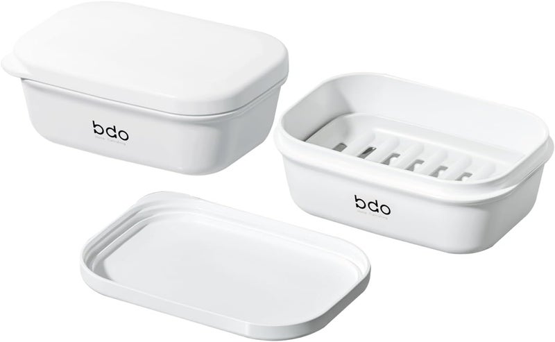SHOTAY Travel Soap Case, Leakproof Soap Box with Lid, Bar Soap Holder for Traveling, Portable Soap Box with Drainage Layer, Draining Soap Dishes for Gym, School, Camping, Trip, Outdoor - White - 1pcs - Image 1