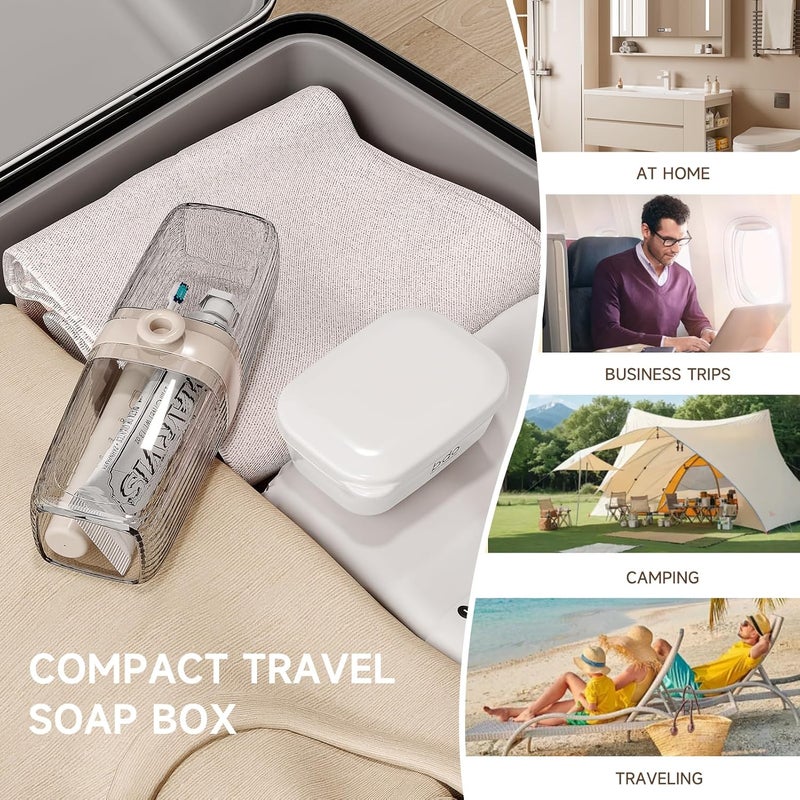 SHOTAY Travel Soap Case, Leakproof Soap Box with Lid, Bar Soap Holder for Traveling, Portable Soap Box with Drainage Layer, Draining Soap Dishes for Gym, School, Camping, Trip, Outdoor - White - 1pcs - Image 4