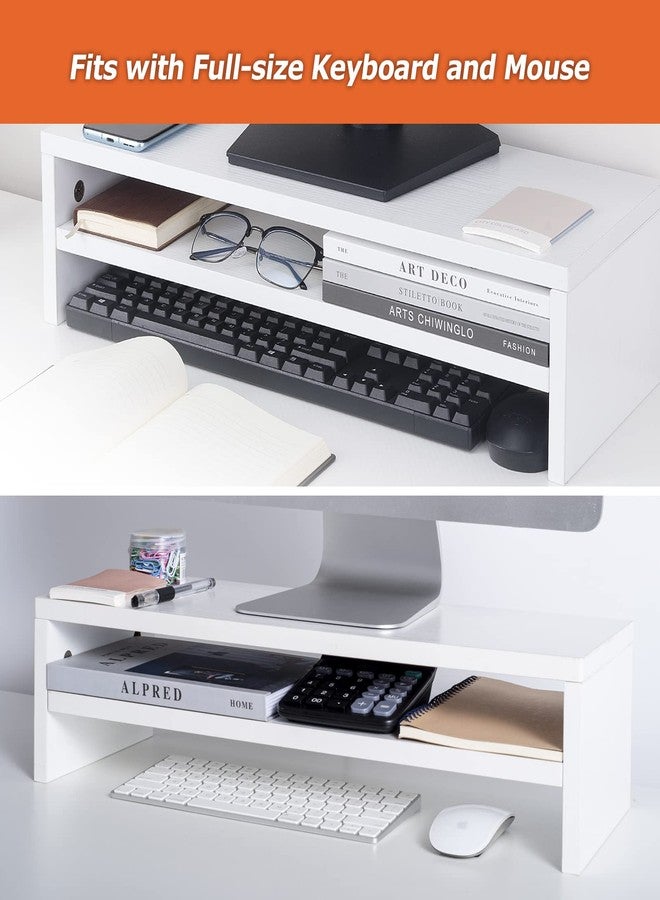 BEYGORM Monitor Stand Riser, 2 Tiers Screen Stand for Laptop ComputerTVPCPrinter, Multifunctional Desktop Organizer 216L x 78" W x 52" H (White) - Image 4