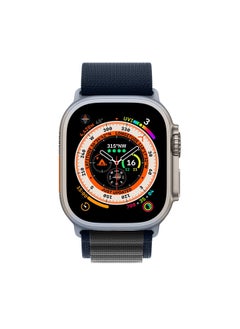 Watch Ultra Smartwatch with Rugged Titanium Case and Alpine Loop 49mm Fitness Tracker Precision GPS Action Button Extra Long Battery Life with Blue Alpine Loop Band